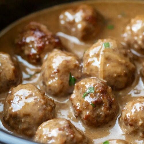 easy swedish meatballs recipe in creamy gravy sauce r