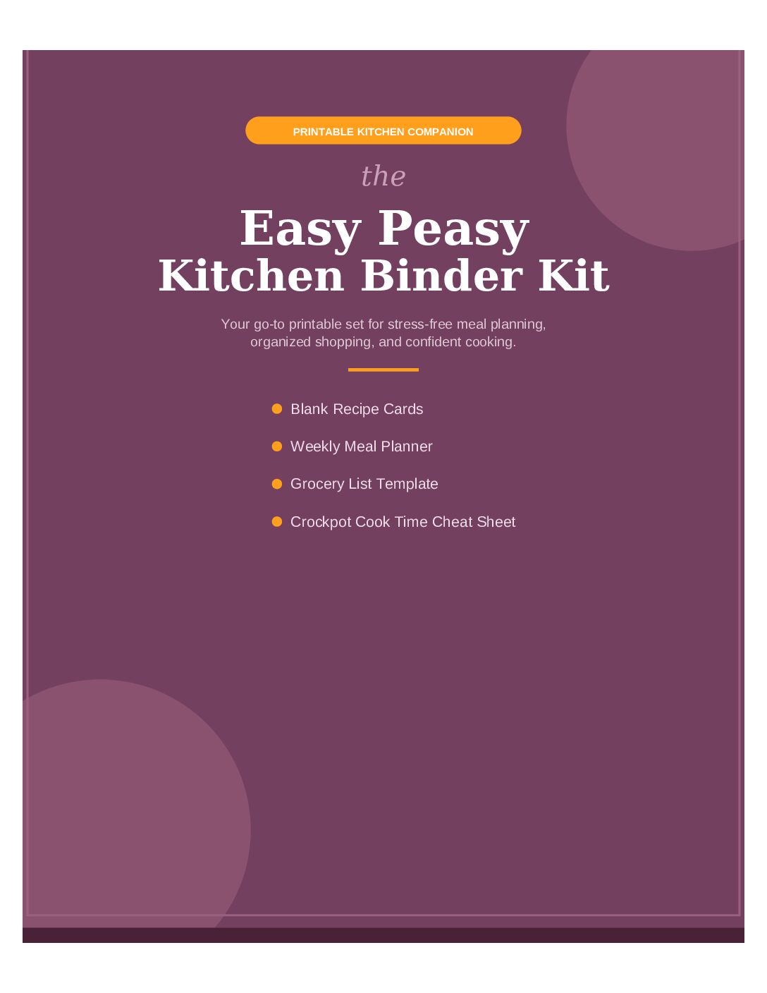 The Easy Peasy Kitchen Binder Kit